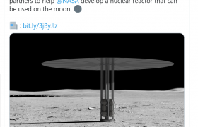 美国宇航局希望将便携式核反应堆送上月球